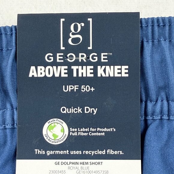 George Men Blue Striped Quick Dry Swim Shorts UPF 50 Elastic Waist 3XL 48-50 NWT - Picture 5 of 11